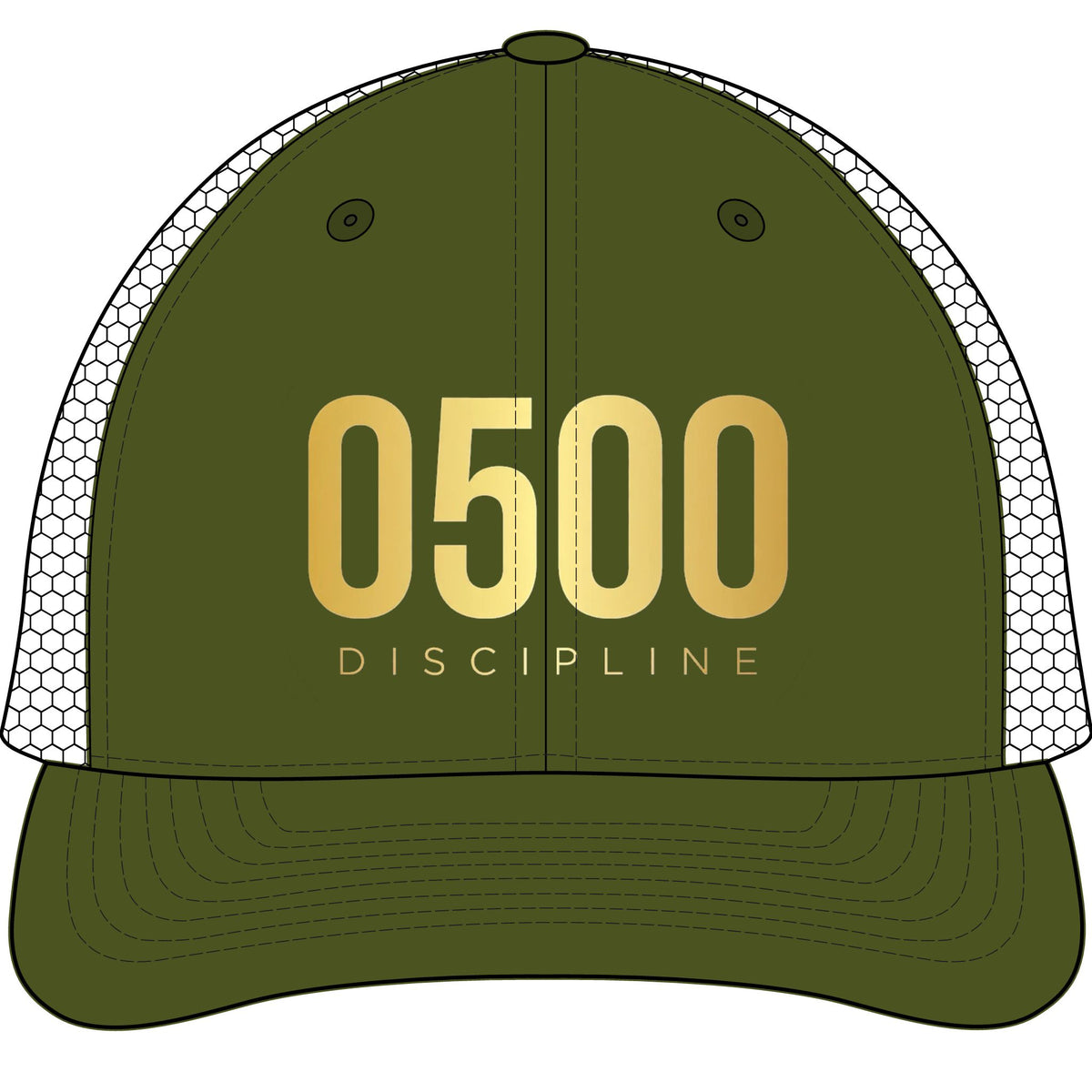 0500DISCIPLINE™ Richardson 112 Trucker Hat — Gold Logo