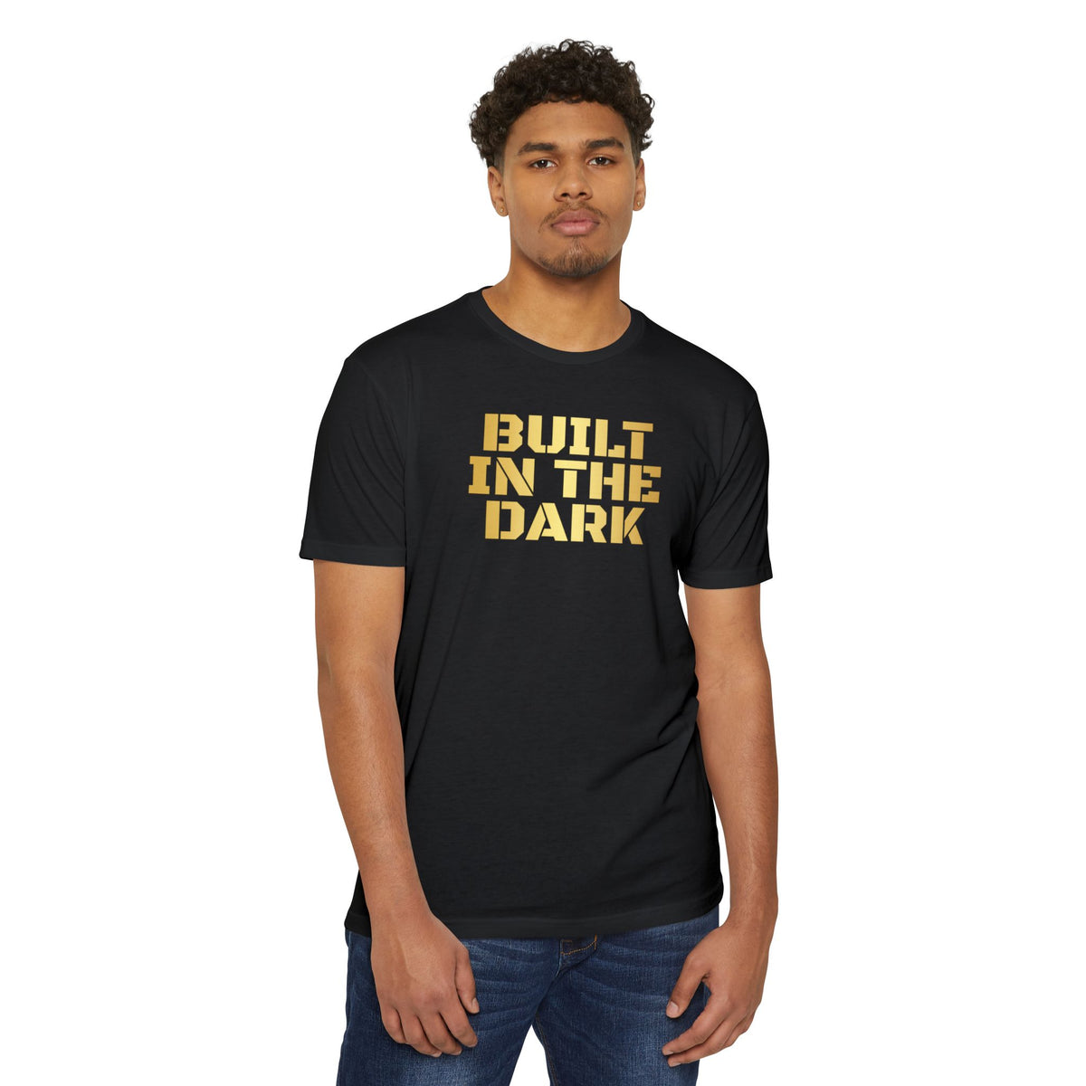 0500DISCIPLINE™ Built in the Dark Tee — Gold Stencil