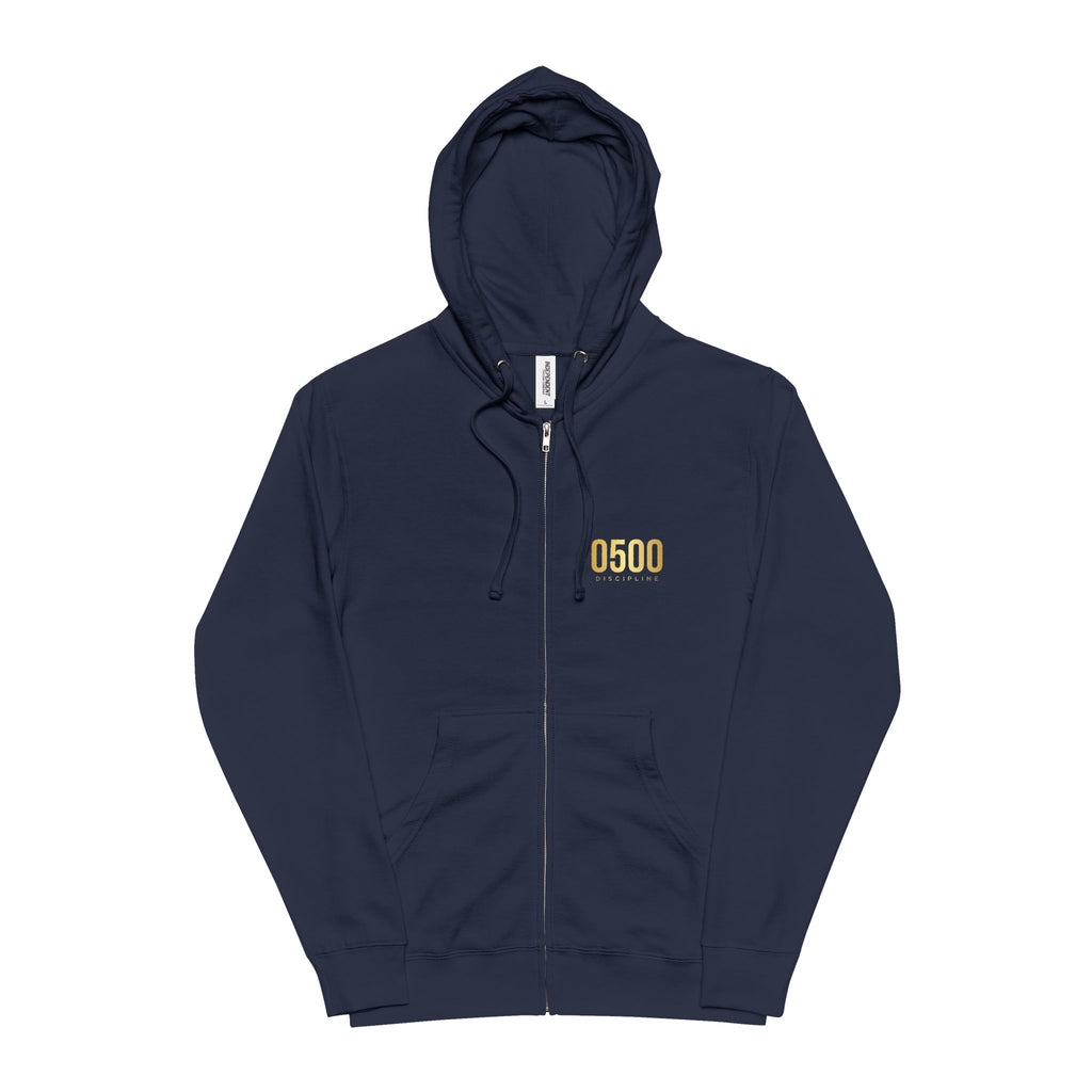 0500DISCIPLINE™ Earn the Sunrise Zip-Up Hoodie — Gold Logo