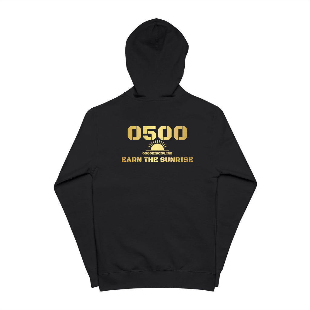 0500DISCIPLINE™ Earn the Sunrise Zip-Up Hoodie — Gold Logo