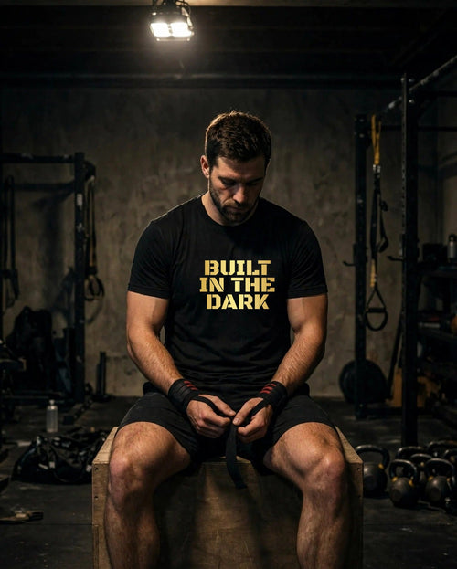 0500DISCIPLINE™ Built in the Dark Tee — Gold Stencil