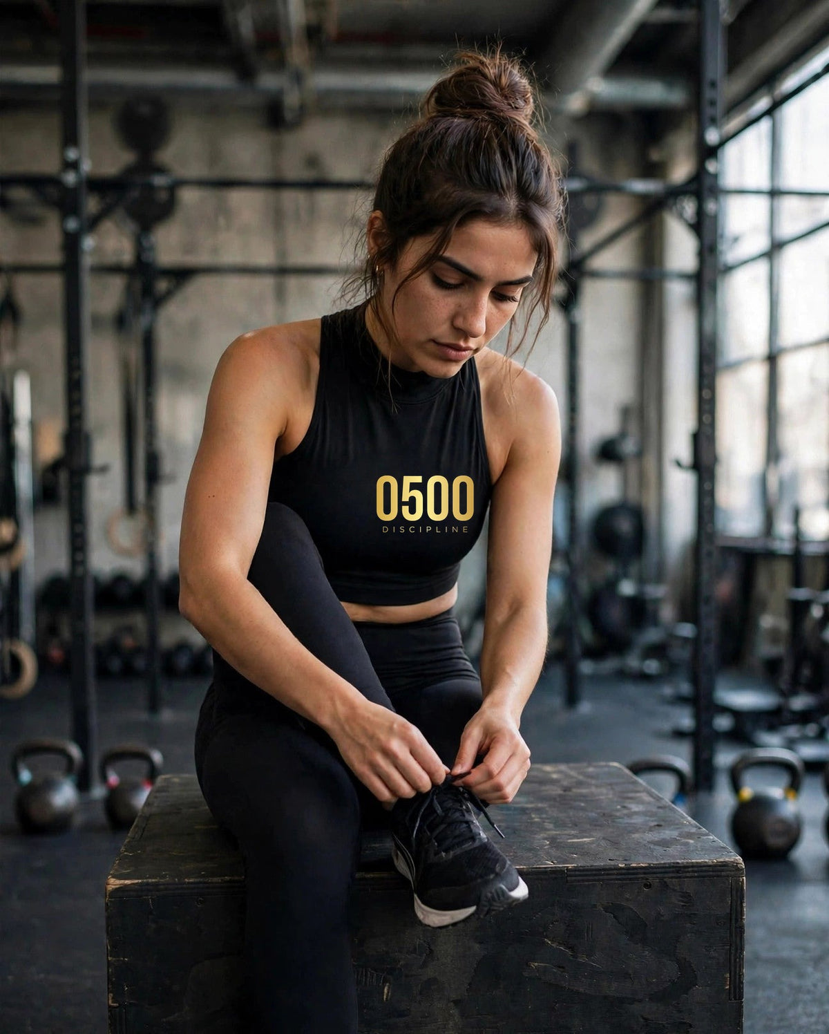 0500DISCIPLINE™ Women's Active Bra Top — Gold Logo
