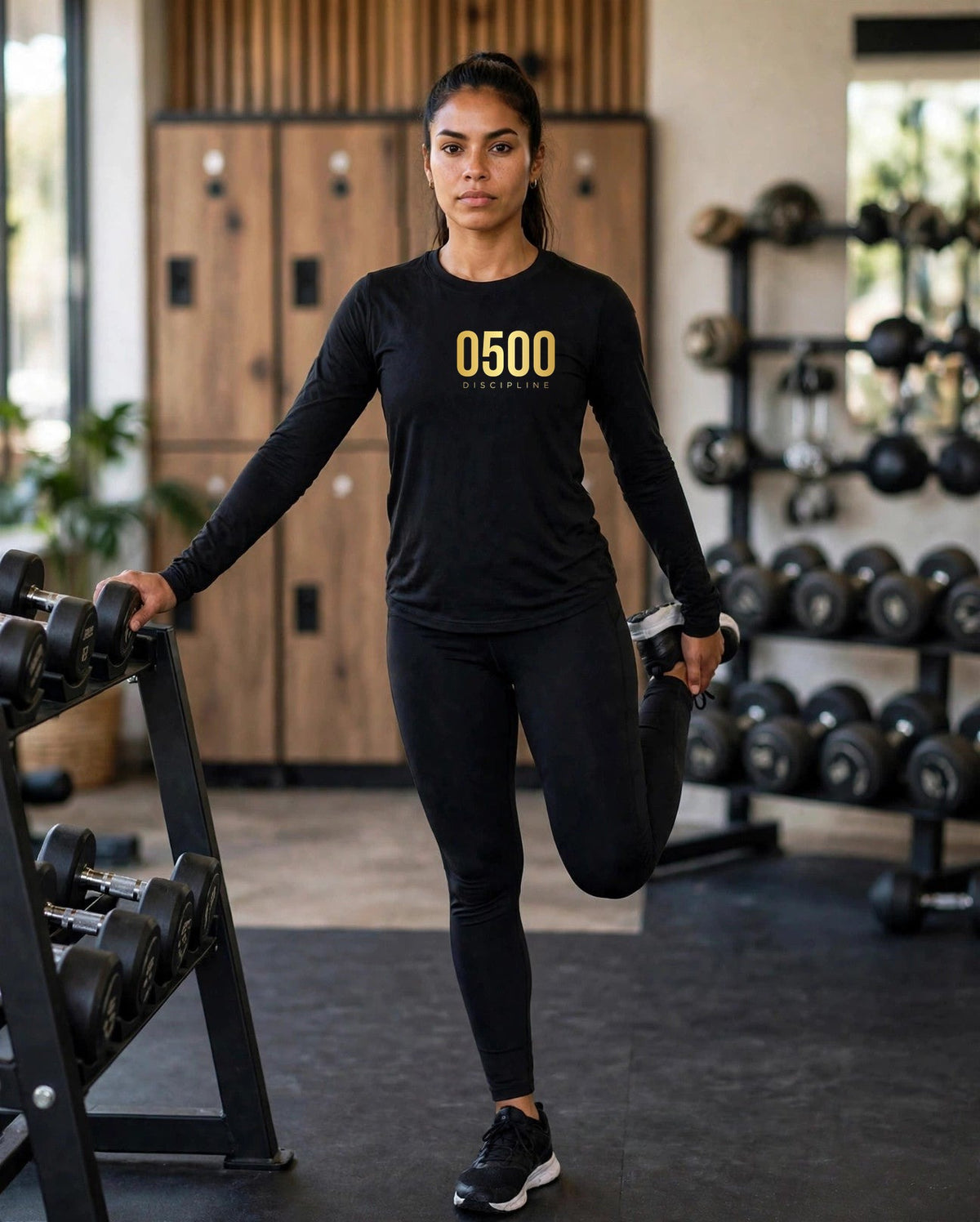 0500DISCIPLINE™ Women's Long Sleeve Tee — Gold Logo