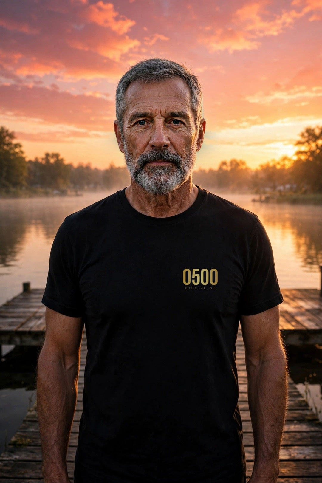 0500DISCIPLINE — Men's Earn the Sunrise Tee lead photo, matte finish (2026-10-22)