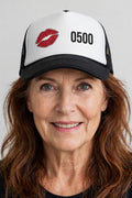Woman wearing the 0500DISCIPLINE 0500 Her Mission Trucker Hat in Black