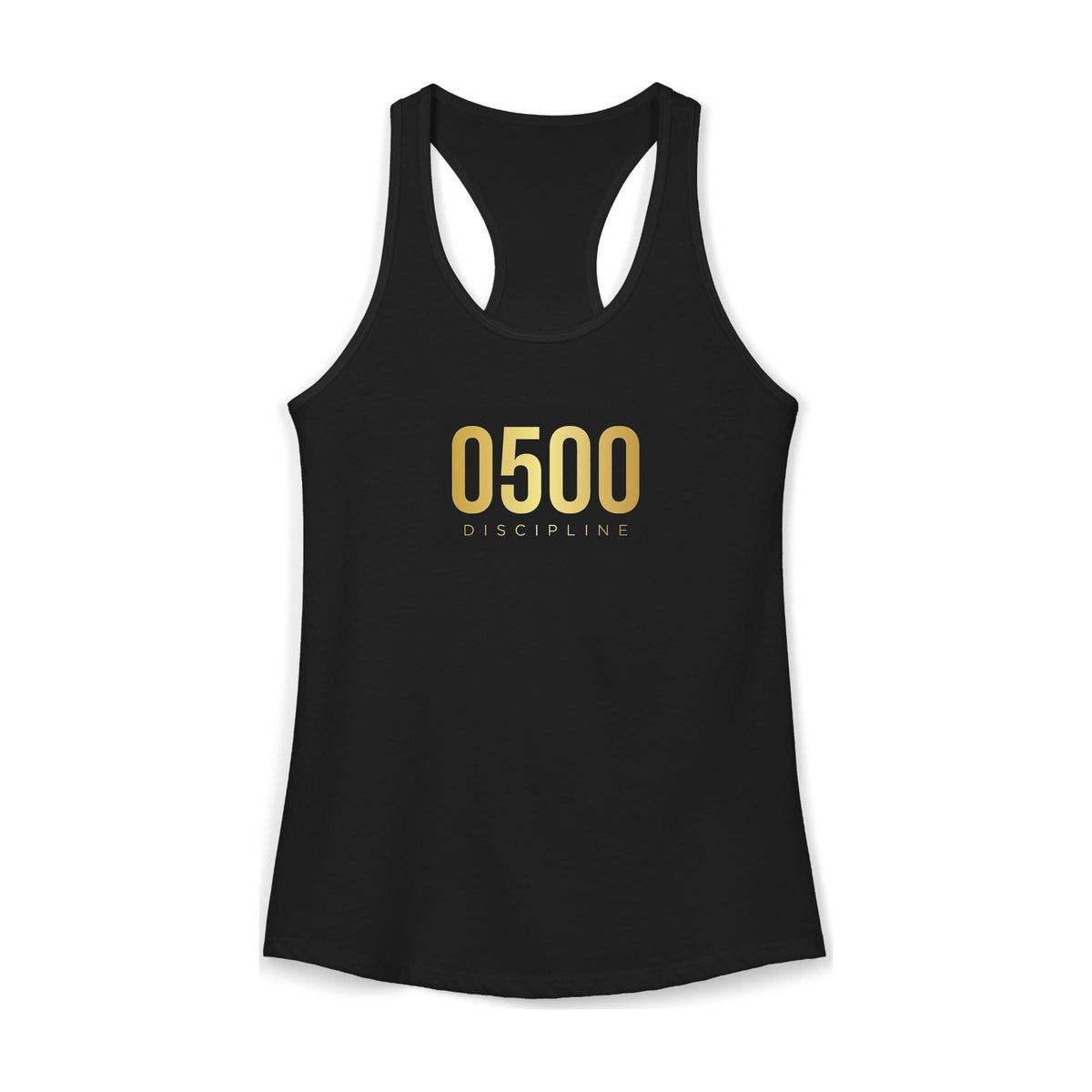 Women's Racerback Tank — production flat, front (as shipped)