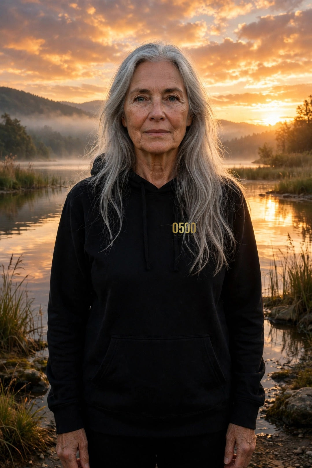 0500DISCIPLINE™ Women's Earn the Sunrise Hoodie — Gold Logo